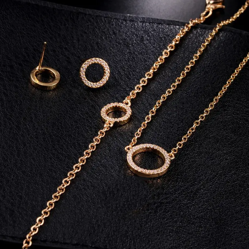 Gold Plated Crystal Ring Set for Women Wedding Party Wear - Image 2