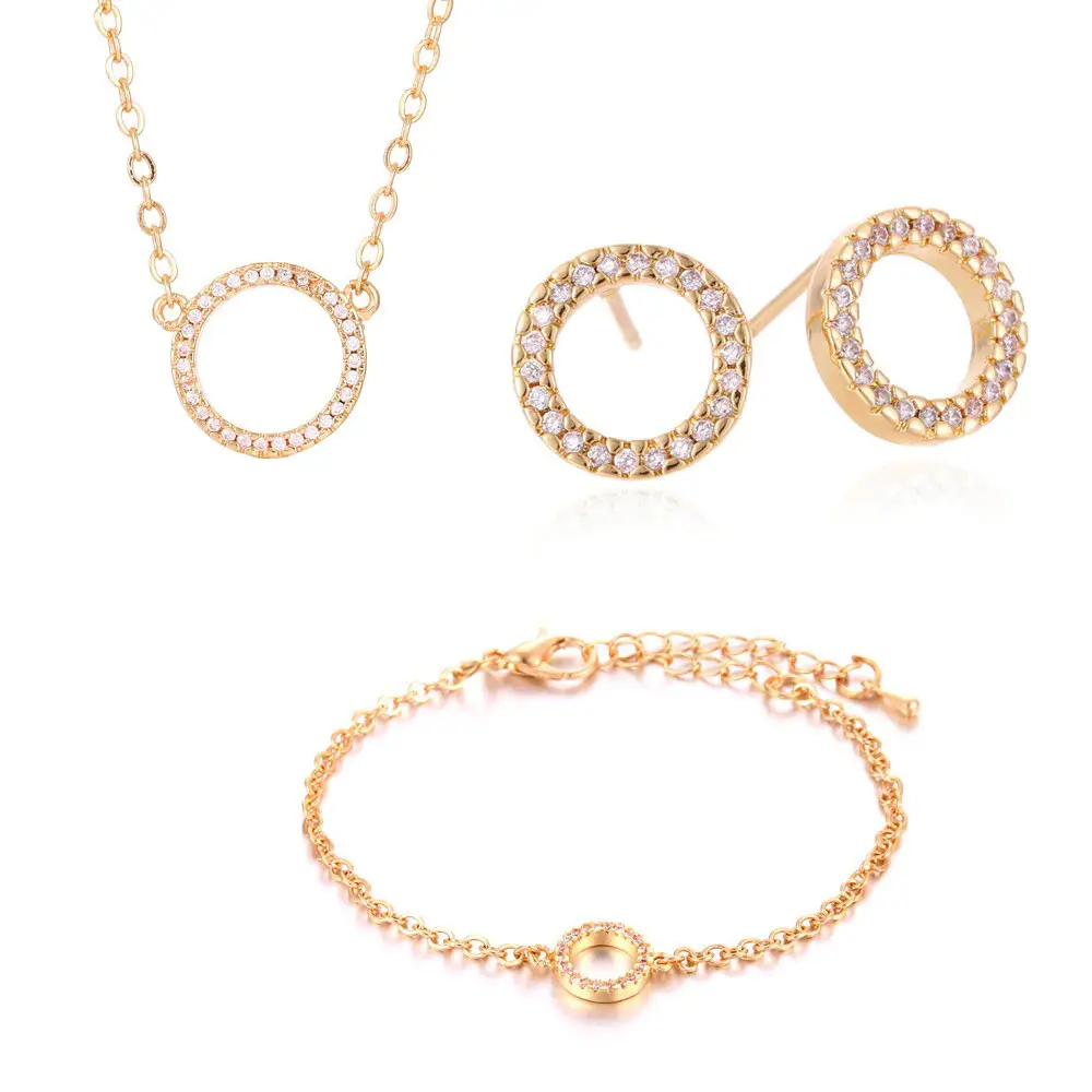 Gold Plated Crystal Ring Set for Women Wedding Party Wear - Image 5