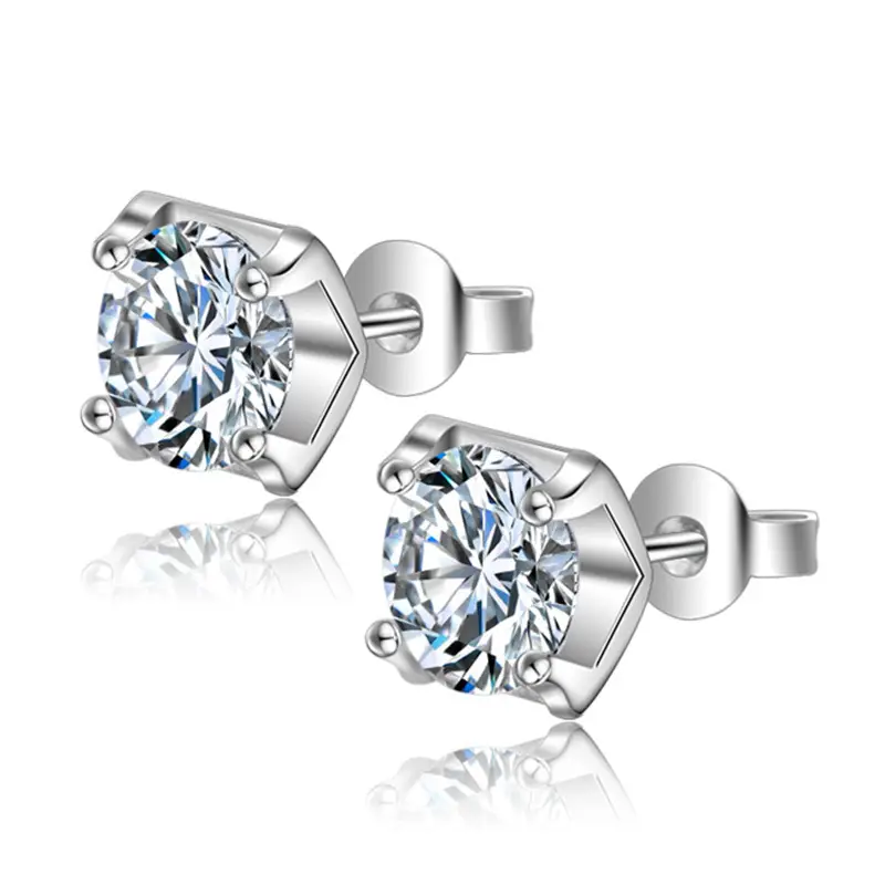 White Diamond Stud Earrings for Women - Image 5