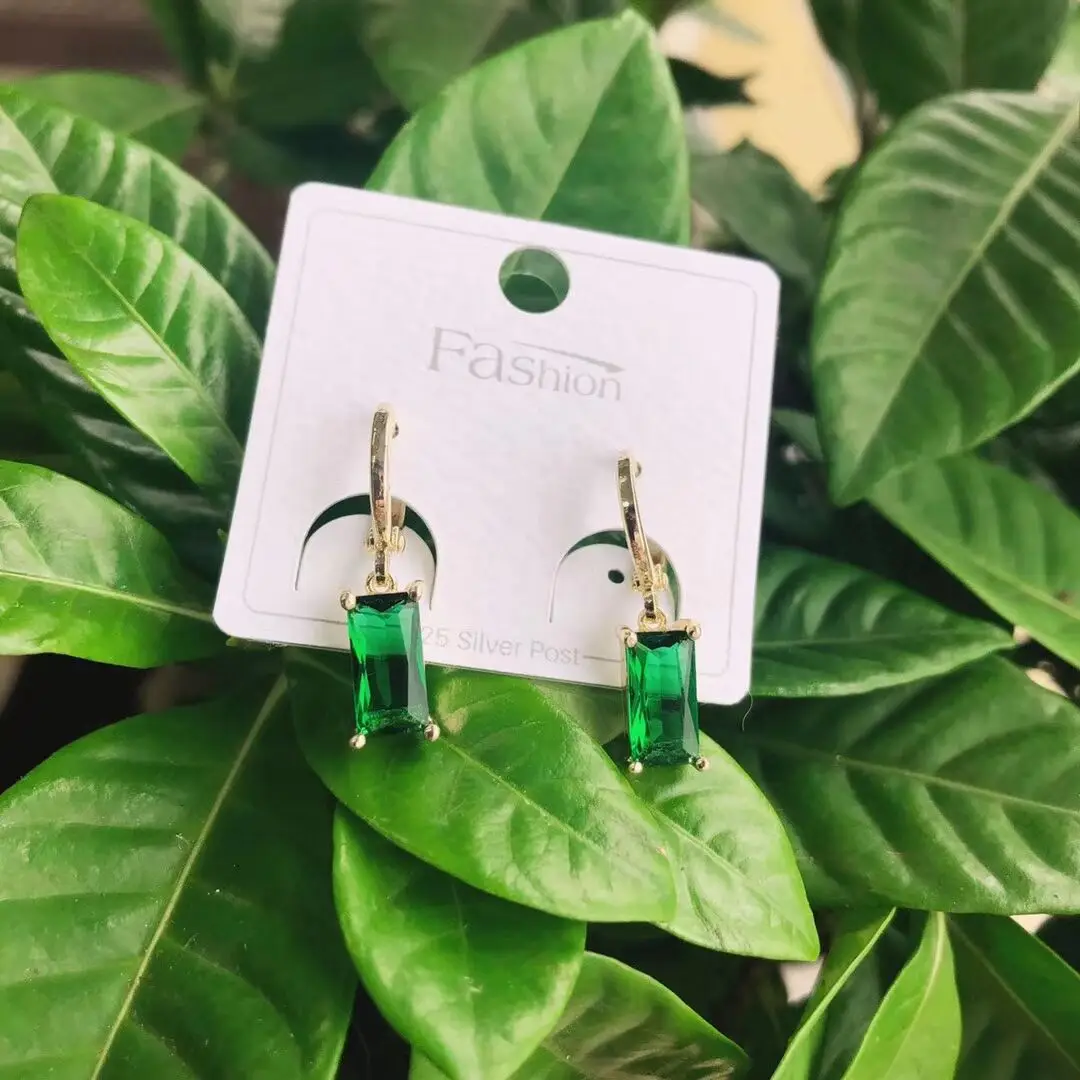 Green Square Earrings for Women & Men - Image 6