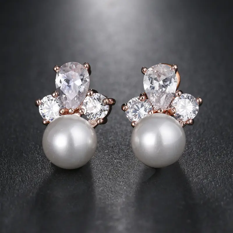 Elegant Flower Pearl Stud Earrings for Women - Image 6