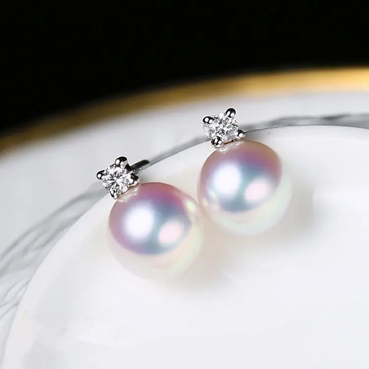 Pearl Earrings with Diamond Set S925 Silver