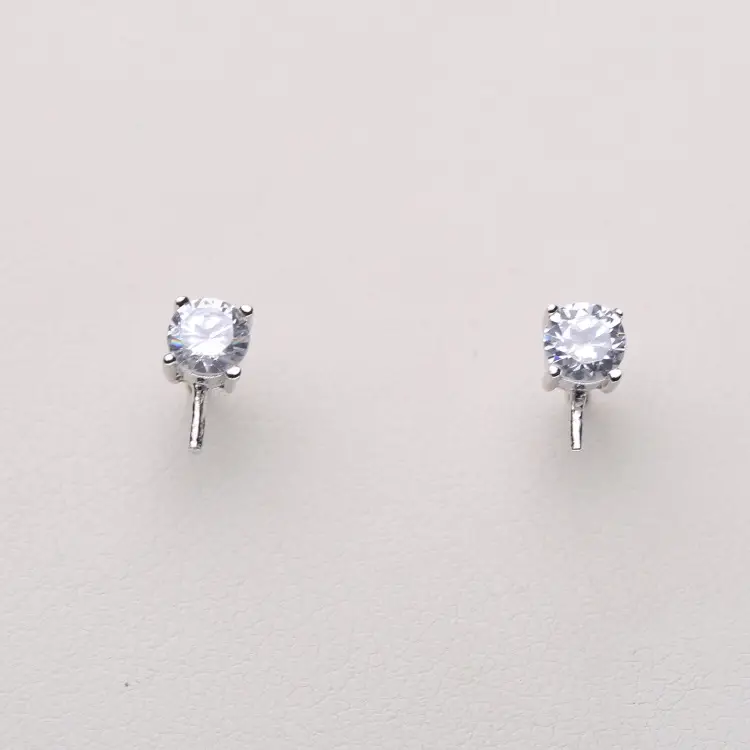 Pearl Earrings with Diamond Set S925 Silver - Image 2