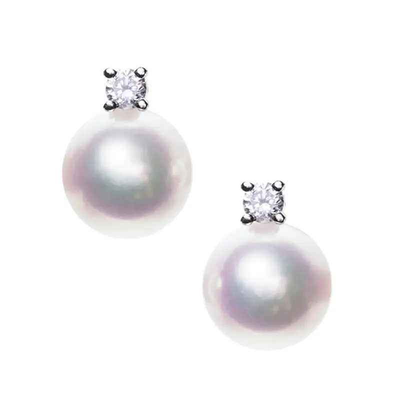 Pearl Earrings with Diamond Set S925 Silver - Image 4