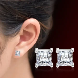Square Earrings White Gold Pakistani Women Daily Wear