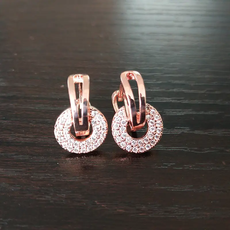 Gold Toned Zircon Earrings for Women Luxury Daily Wear - Image 7