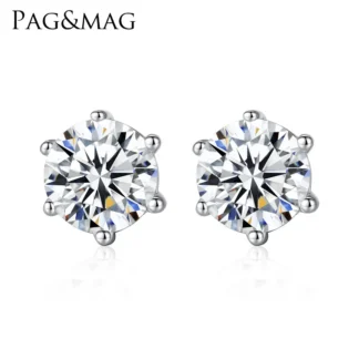 PAG & MAG Earrings 925 Silver Zircon Hearts Arrows