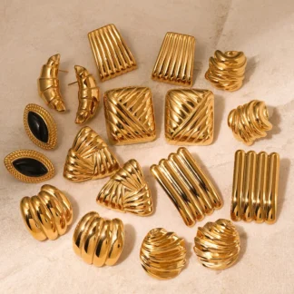 Gold Earrings for Women - Premium Stainless Steel, Lightweight, Wave Design