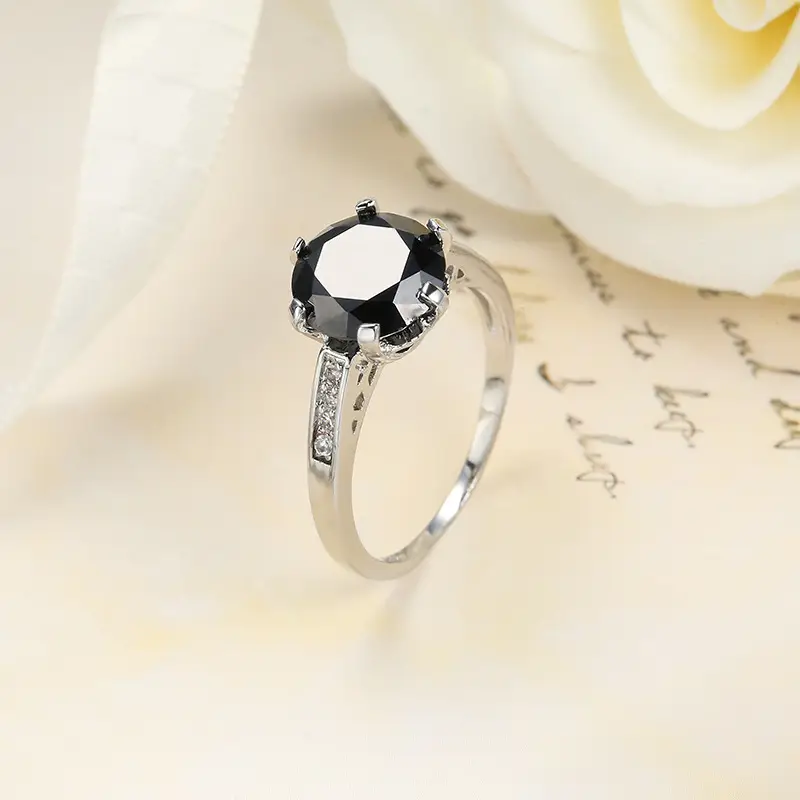 Black Zircon Vintage Ring for Women - Image 4