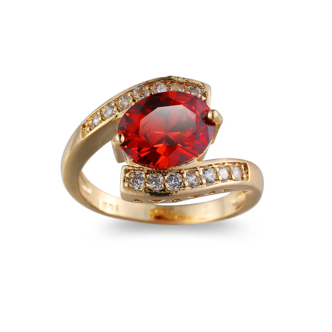Emerald Zircon Crystal Ring Red Tourmaline Fashion Jewelry - Image 4