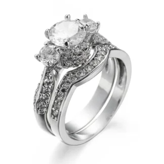 White Zircon Couple Rings for Men Women Engagement Jewelry