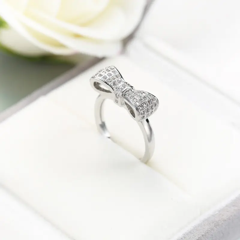 Women Zircon Bow Ring White Affordable Daily Wear Jewelry - Image 4