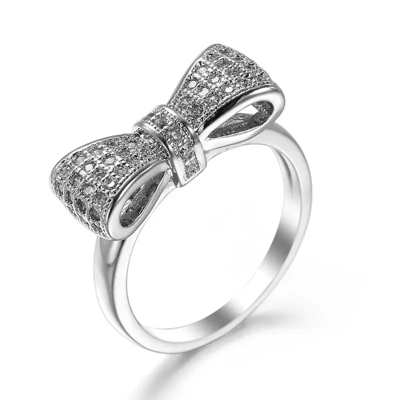 Women Zircon Bow Ring White Affordable Daily Wear Jewelry - Image 5