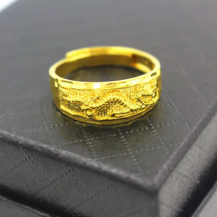 Gold Dragon Phoenix Couple Ring Copper Plated - Image 2