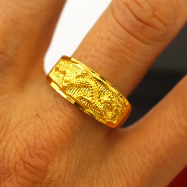 Gold Dragon Phoenix Couple Ring Copper Plated - Image 4