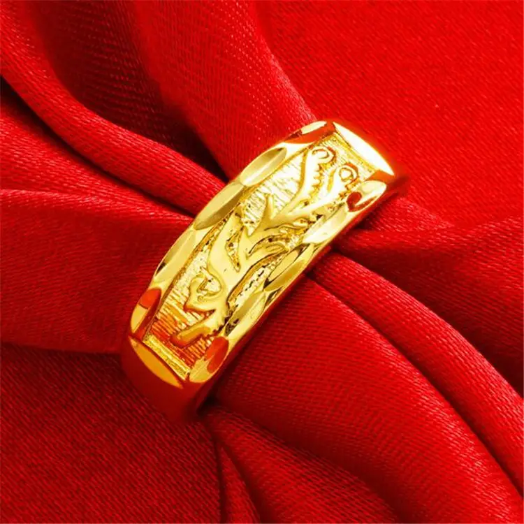 Gold Dragon Phoenix Couple Ring Copper Plated - Image 6