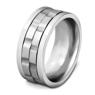 Rotatable Gear Ring for Women 9mm Stainless Steel Daily Wear Jewelry