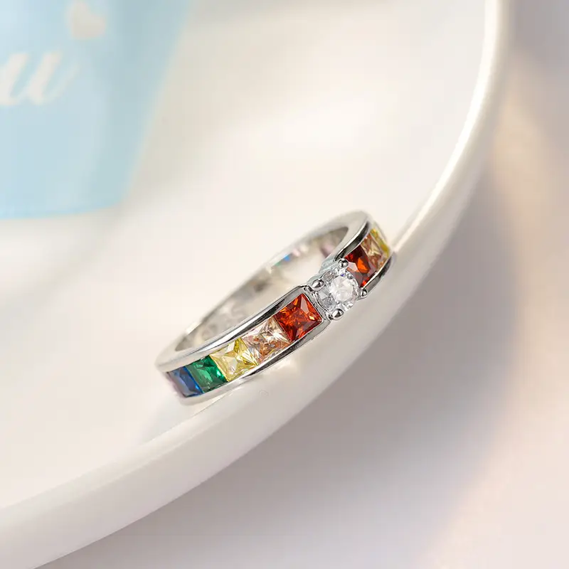 Colorful Zircon Ring Korean Style Fashion Jewelry - Image 4