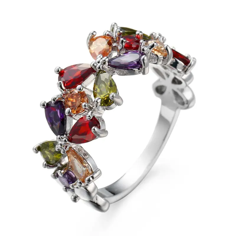 Colorful Zircon Ring Korean Style Fashion Jewelry - Image 5