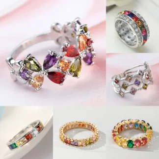 Korean Style Copper Zircon Ring Full Circle Daily Wear