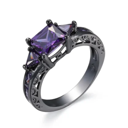 Black Gold Zircon Ring for Women Fashion Jewelry
