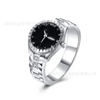 Silver Plated Ladies Fashion Jewelry Watch Ring Set
