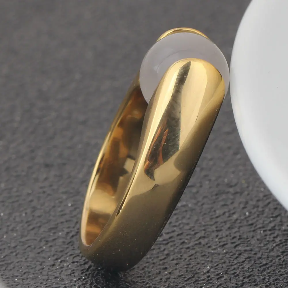 Women's 18K Gold Cat's Eye Ring Retro Stainless Steel Fashion Jewelry - Image 3