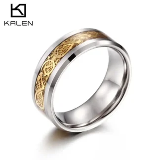 Women Dragon Ring Roman Code Tungsten Steel Jewelry