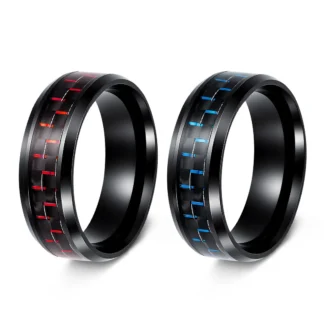 Men Carbon Fiber Ring Red Shaking Sound Trendy 2024