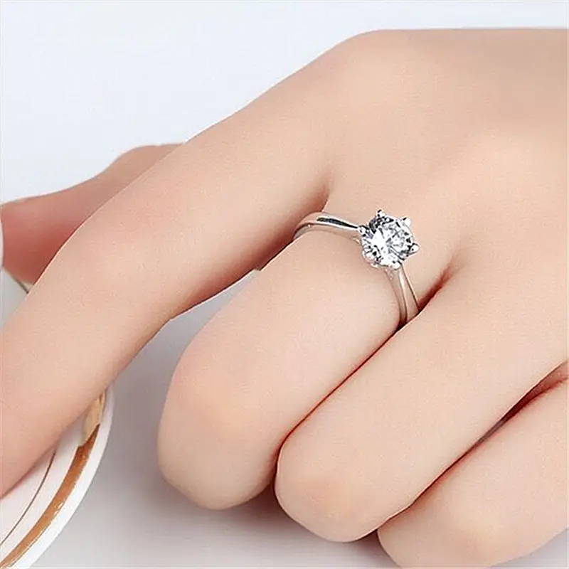 Women's Adjustable Diamond Wedding Ring White Gold Zircon - Image 2