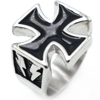 Men's Titanium Steel Retro Lightning Cross Ring