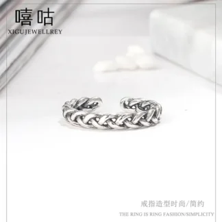 S925 Silver Cross Twist Ring Korean Style Daily Wear
