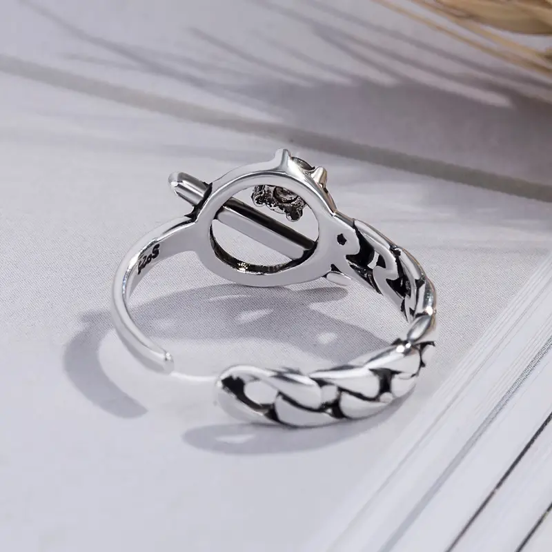 Men Korean Style Silver Adjustable Diamond Ring - Image 3