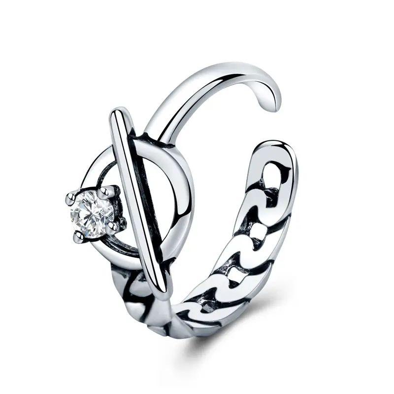 Men Korean Style Silver Adjustable Diamond Ring - Image 5