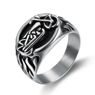 Stainless Steel Motorcycle Flame Ring for Men Retro Style