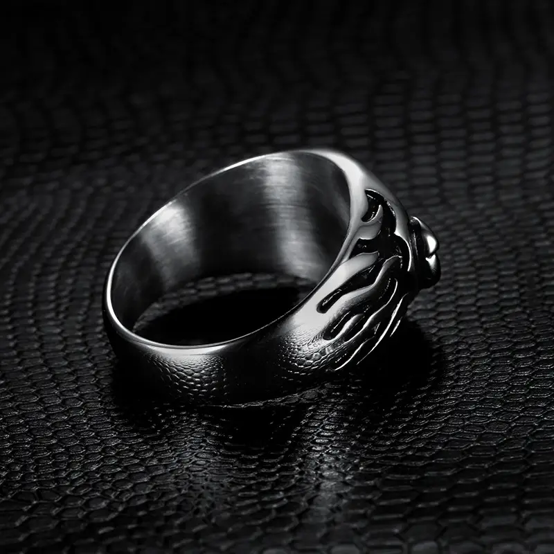 Stainless Steel Motorcycle Flame Ring for Men Retro Style - Image 4