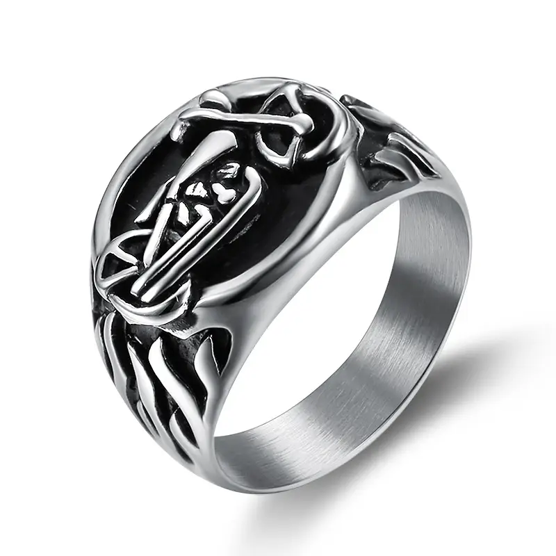 Stainless Steel Motorcycle Flame Ring for Men Retro Style - Image 5