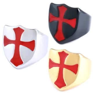 Men Red Cross Ring Fashion Jewelry New
