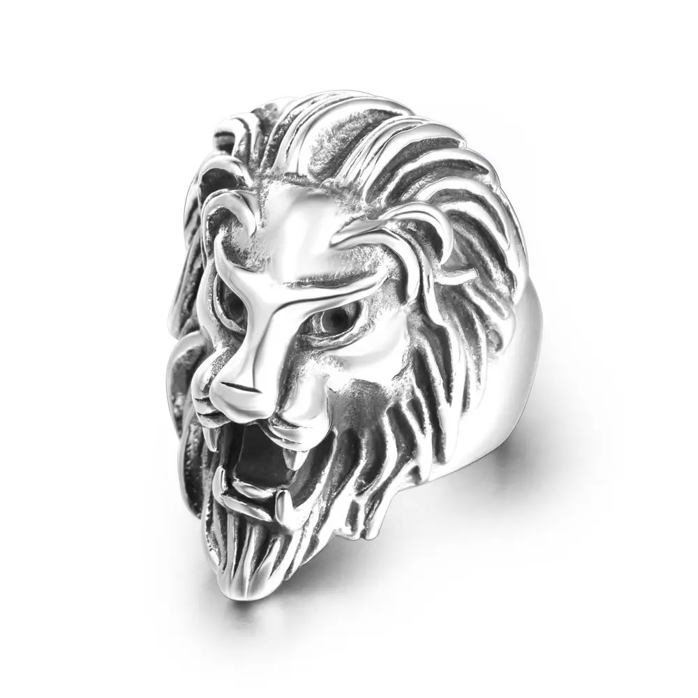 Titanium Lion Head Ring King of Forest SA872 - Image 5