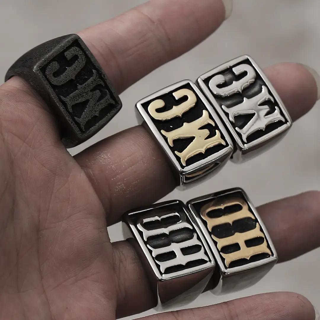 Men's HD MC Titanium Steel Ring Golden Daily Wear - Image 3
