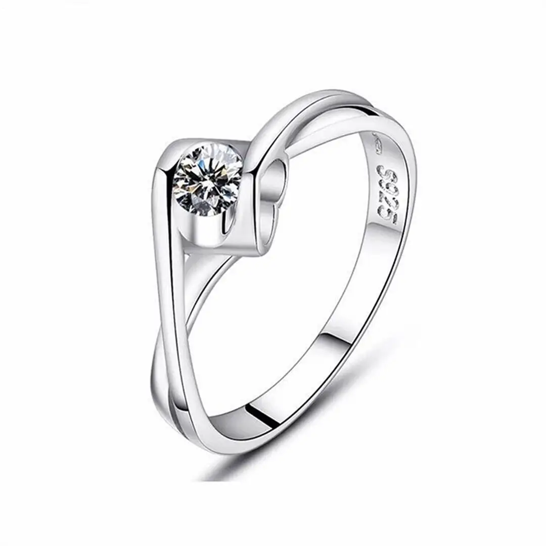 Men's Wide Diamond Platinum Plated Ring Silver - Image 5
