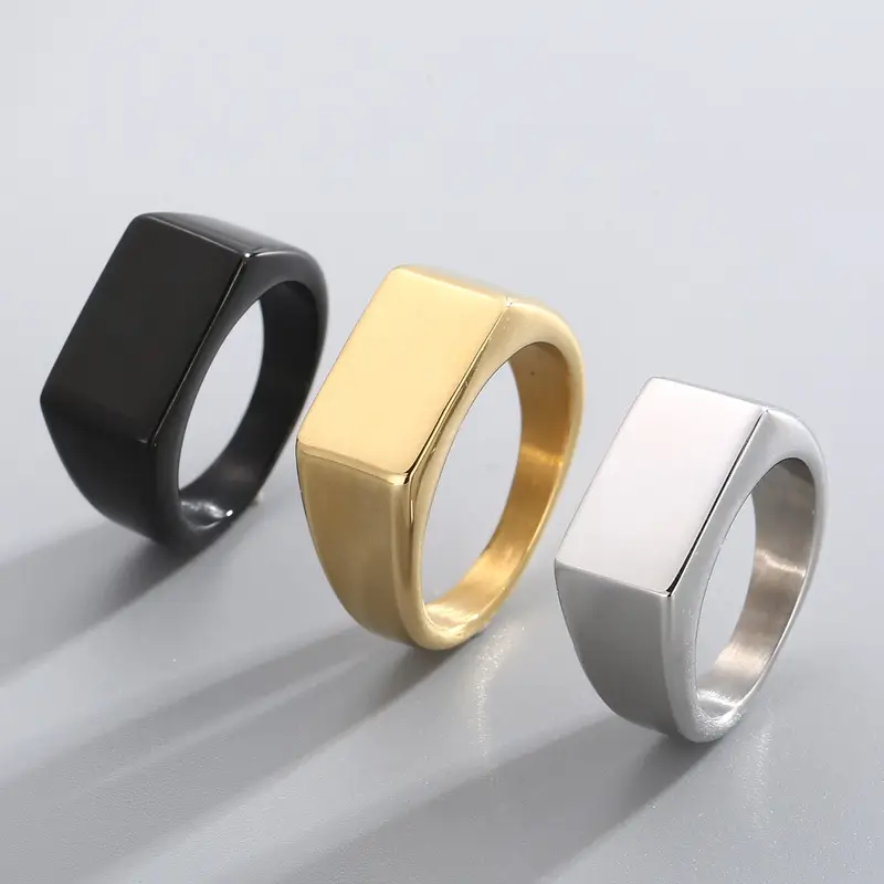 Engravable Titanium Steel Ring Women Geometric Daily Wear - Image 3
