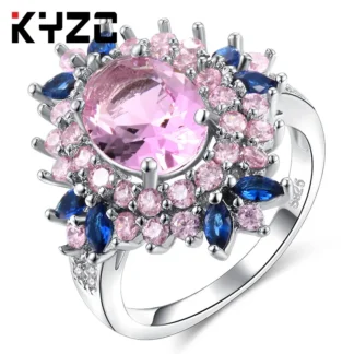 Men Flower Zircon Ring Korean Style Daily Wear
