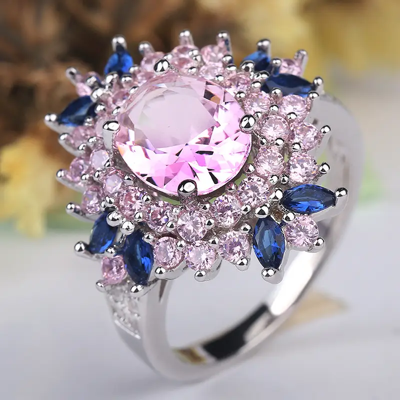 Men Flower Zircon Ring Korean Style Daily Wear - Image 3