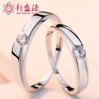 Sterling Silver Couple Rings with Diamond for Daily Wear