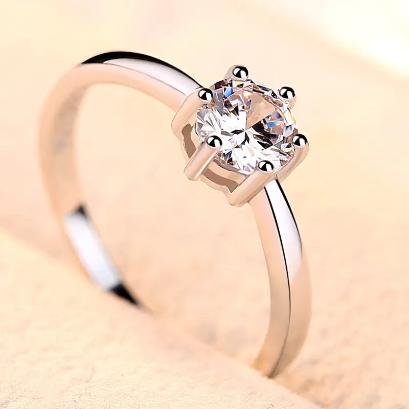 Sterling Silver 925 Six Claw Heart Arrow Wedding Ring for Women - Image 2
