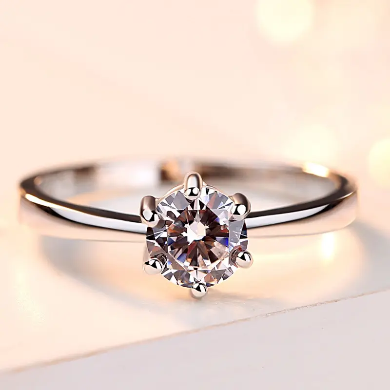 Sterling Silver 925 Six Claw Heart Arrow Wedding Ring for Women - Image 4