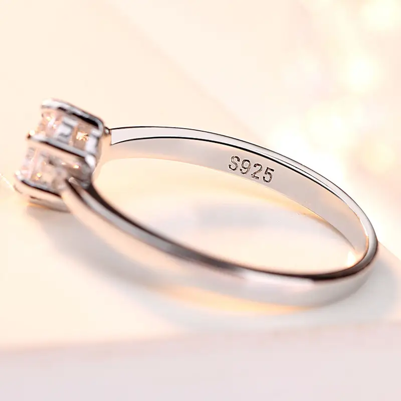 Sterling Silver 925 Six Claw Heart Arrow Wedding Ring for Women - Image 5