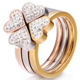 Korean Style Stainless Steel Love Ring for Women Rose Gold
