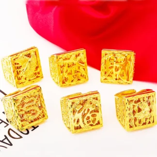 Gold Chinese Zodiac Rings Set for Women Wedding Jewelry